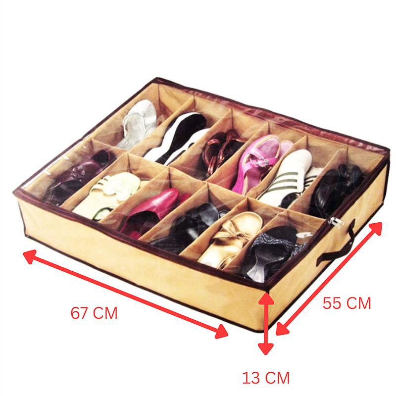 12 Pair Shoe Storage Box Space Saving Under Bed Organizer Gifts